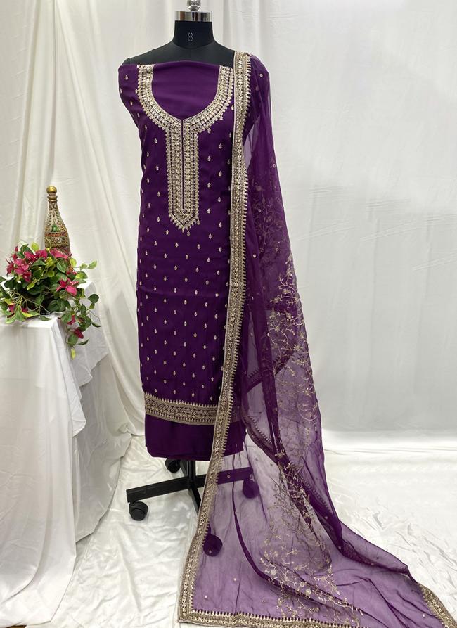 Modal Purple Party Wear Hand Work Salwar Suit